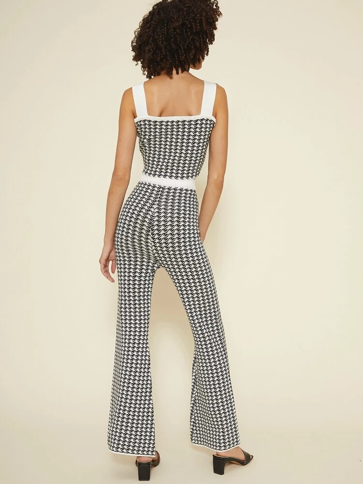 Shein Houndstooth Knit Tank Top Pants Set Shein Usa