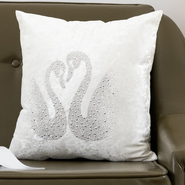

Swan Pattern Cushion Cover Without Filler, White