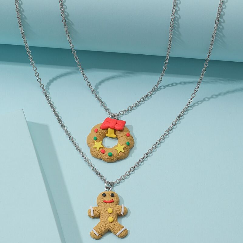 

Christmas Cookie Pendant Layered Necklace, Multicolor