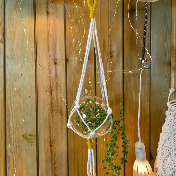 

1pc Woven Macrame Plant Hanger, Yellow
