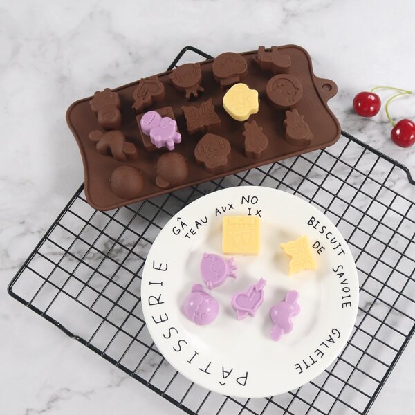 

1pc 15 Grid Silicone Chocolate Mold, Brown