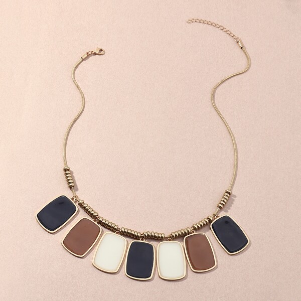 

Geometric Tassel Charm Necklace, Multicolor