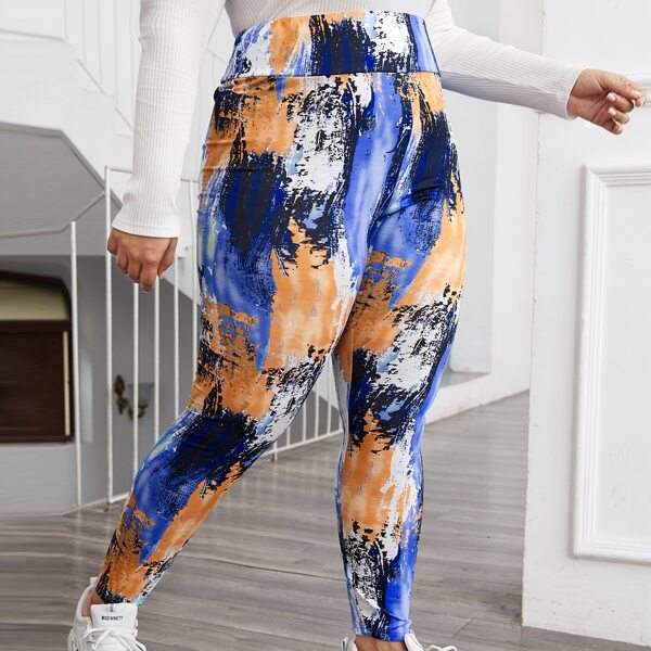 

Plus Wide Waistband Tie Dye Leggings, Multicolor