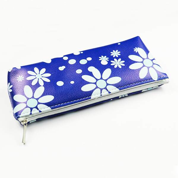 

Flower Print Pencil Bag, Blue