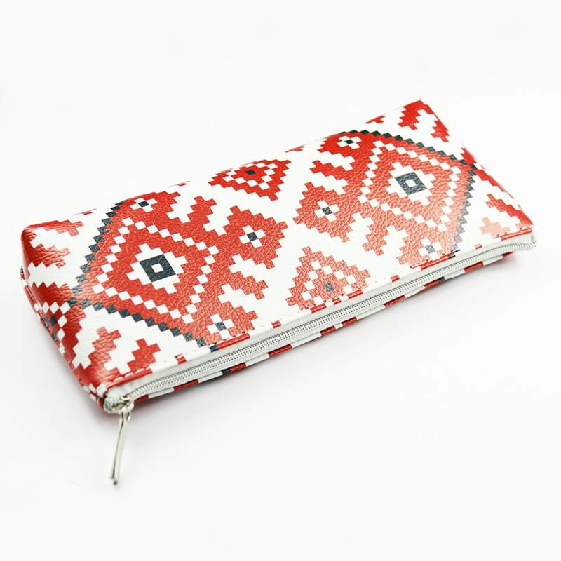 

Geometric Pattern Pencil Bag, Red