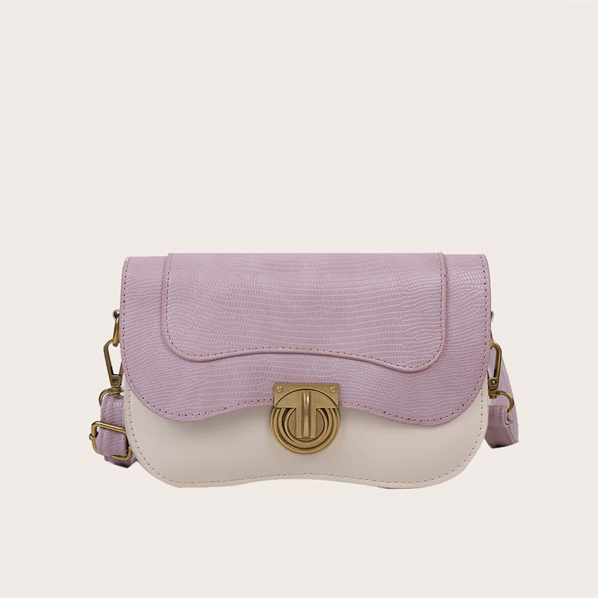 

Colorblock Snake Embossed Crossbody Bag, Multicolor