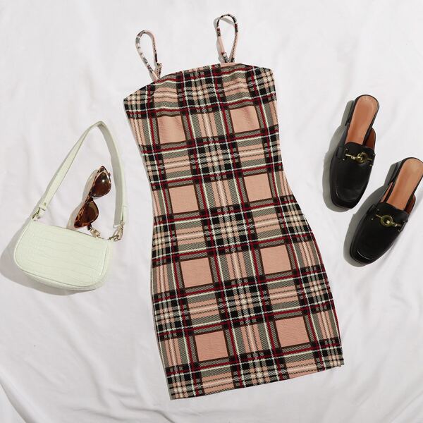 

Plaid Print Bodycon Dress, Multicolor