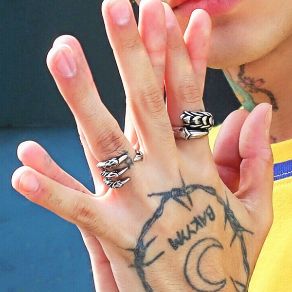 

2pcs Men Metal Claw Design Ring, Silver