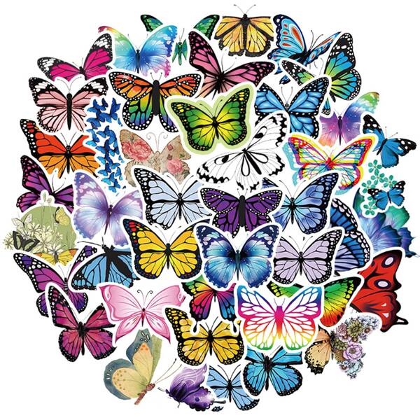 

50pcs Butterfly Pattern Sticker, Multicolor