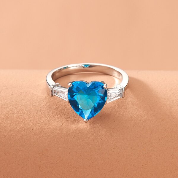 

Zircon Heart Decor Ring, Blue