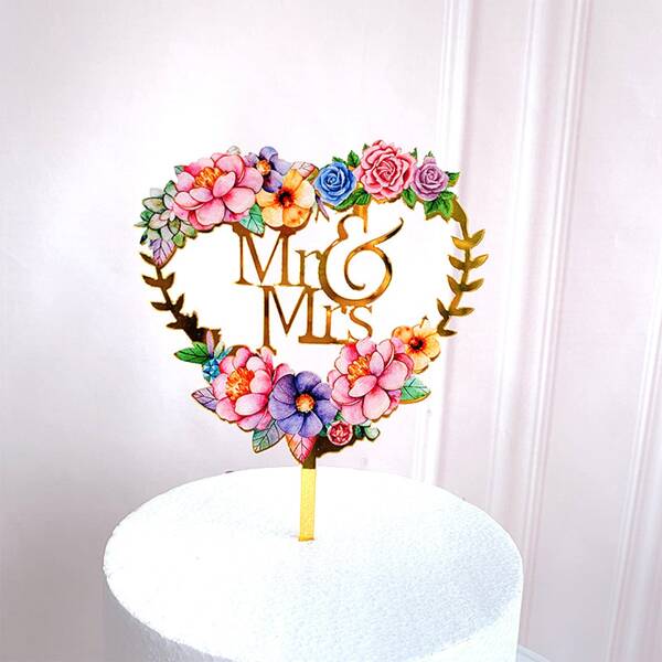 

1pc Flower Design Cake Topper, Multicolor