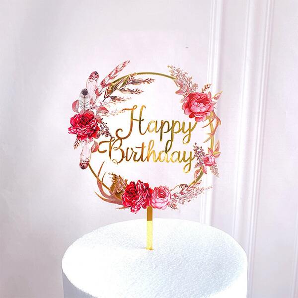 

1pc Flower Design Cake Topper, Multicolor