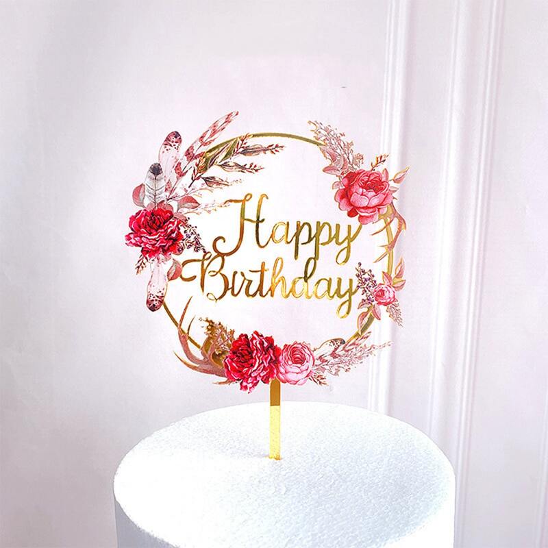 

1pc Flower Design Cake Topper, Multicolor