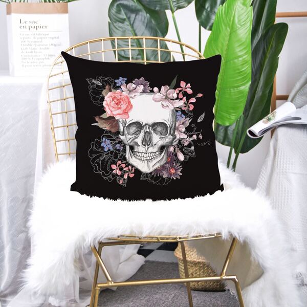 

Skull Pattern Cushion Cover Without Filler, Multicolor