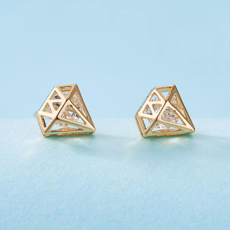 

Diamond Shaped Stud Earrings, Gold