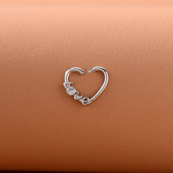 

Letter Heart Design Nose Ring, Silver