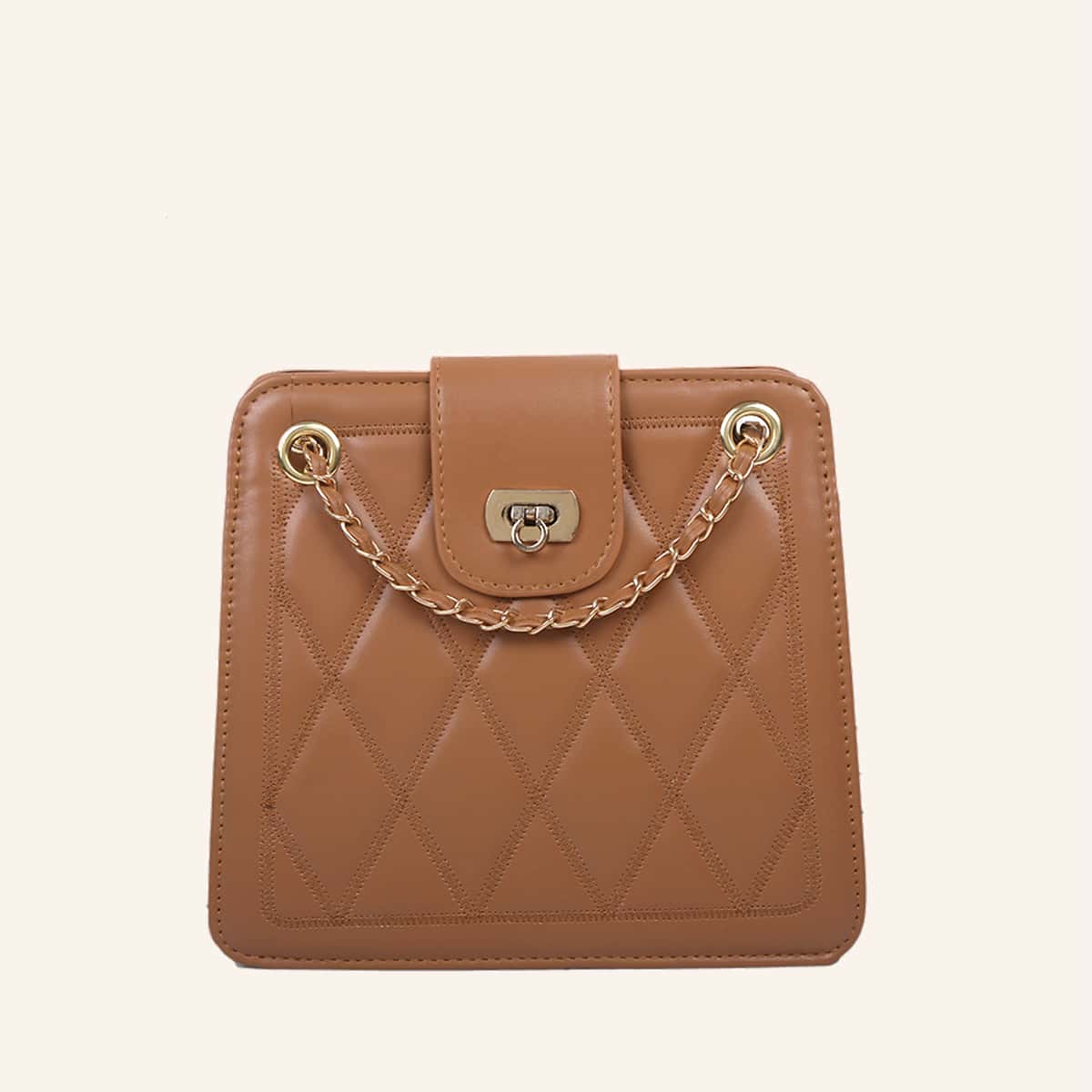 

Quilted Chain Crossbody Bag, Brown