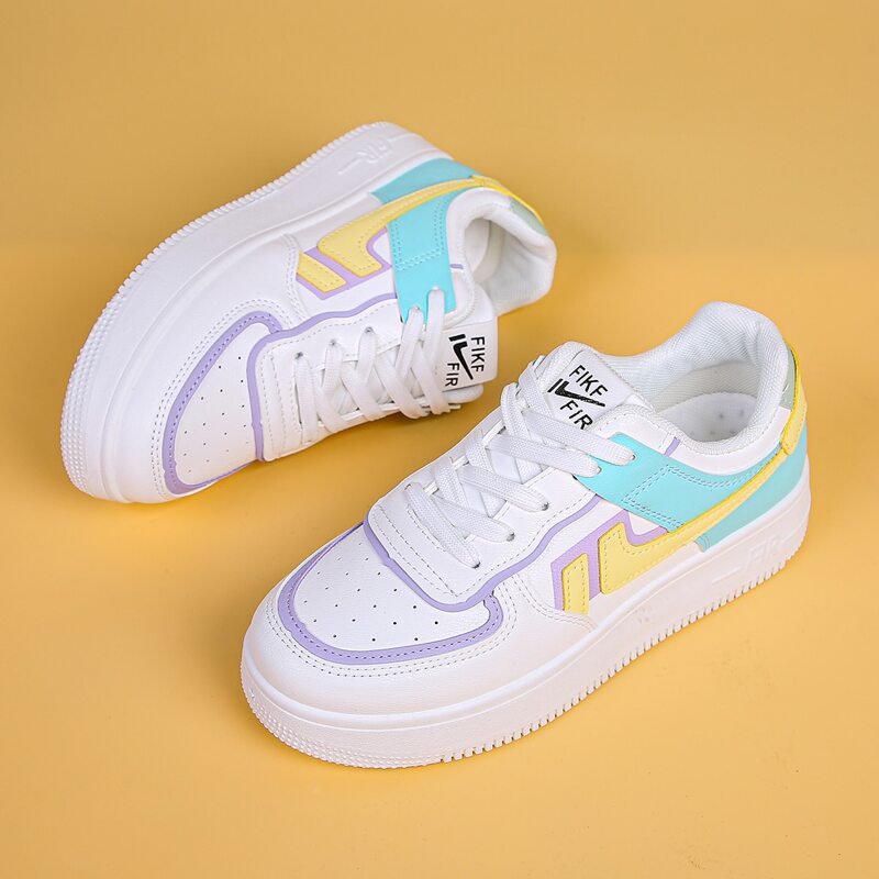 

Colorblock Lace-up Skate Shoes, White