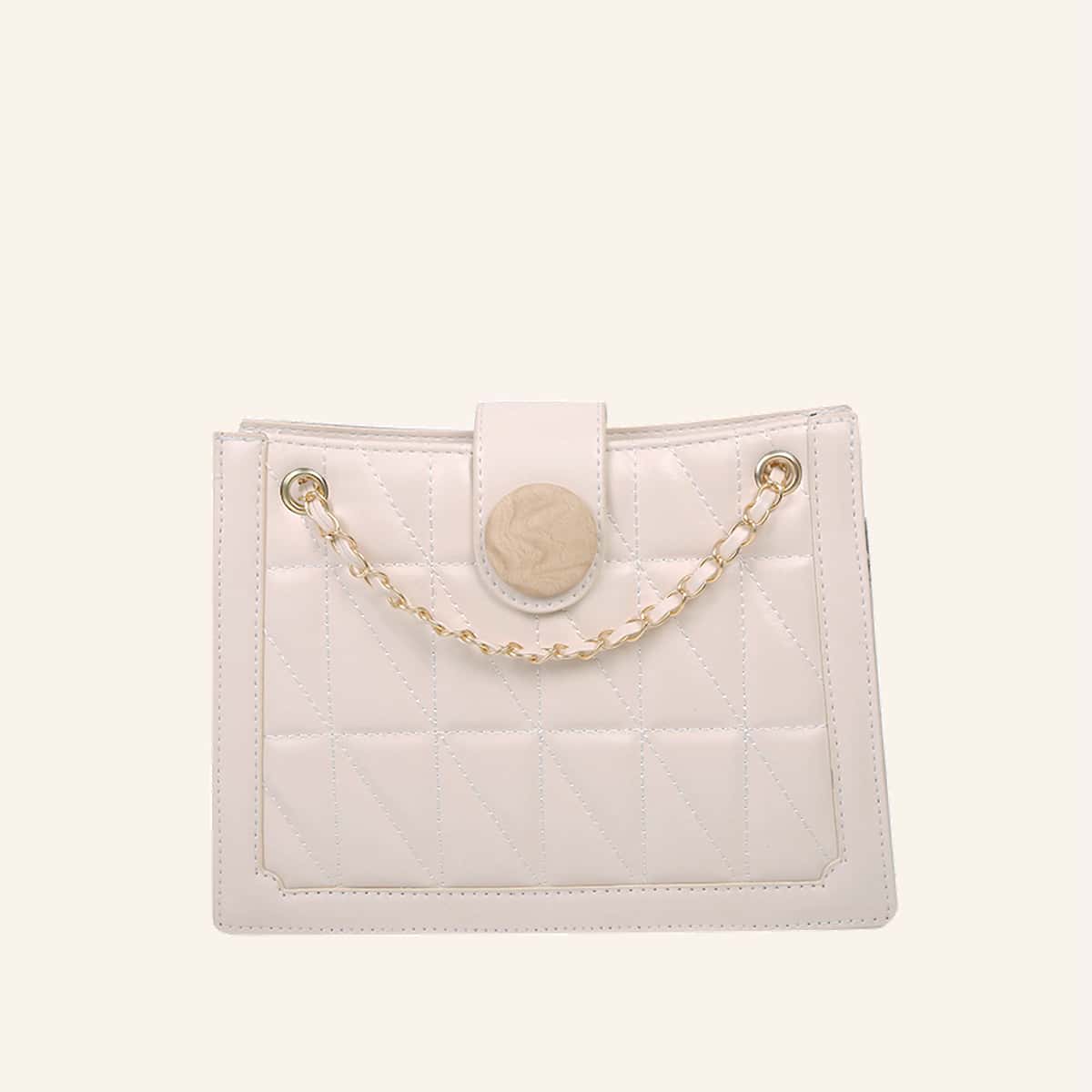

Quilted Chain Shoulder Bag, Beige