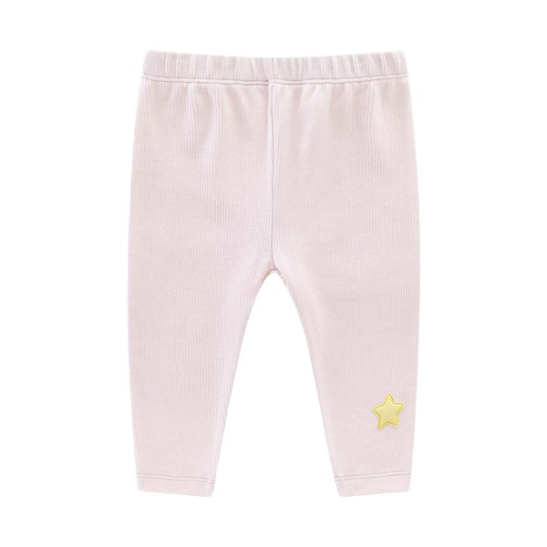 

Toddler Girls Star Patched Ribbed Leggings, Baby pink