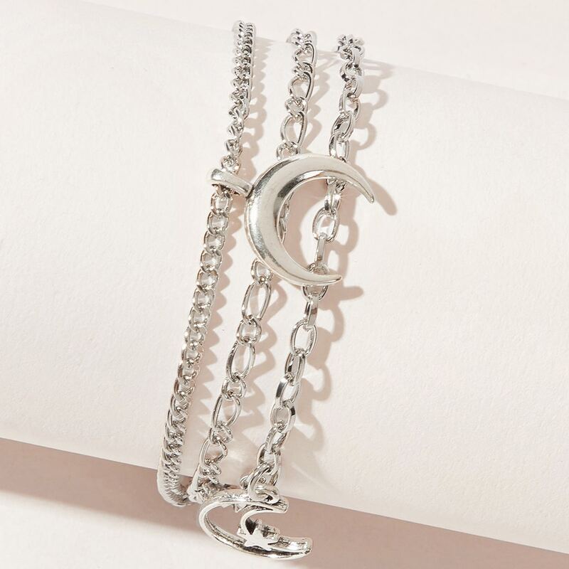 

Star & Moon Chain Bracelet, Silver
