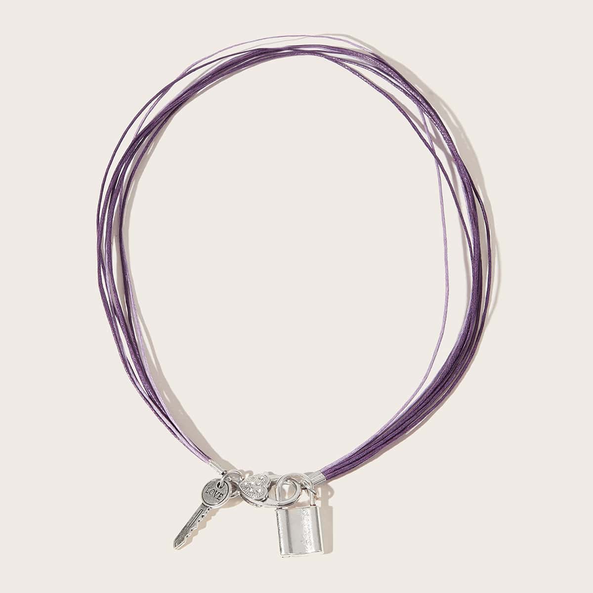 

Lock & Key Rope Bracelet, Silver