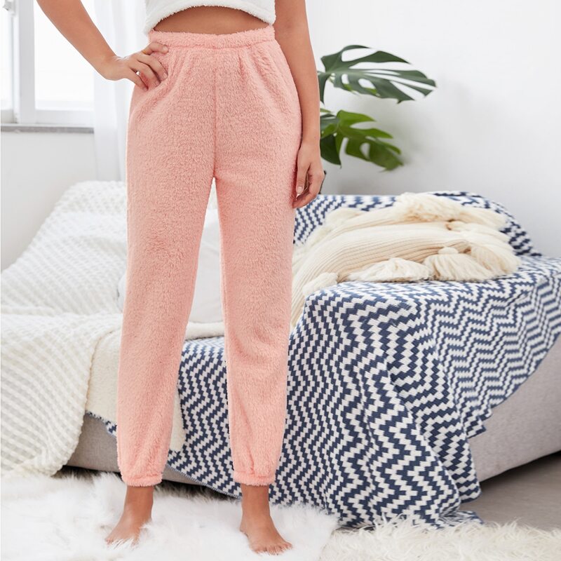 

Solid Flannel Lounge Pants, Coral pink
