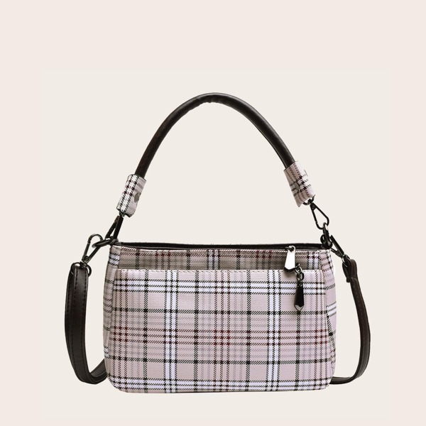 

Plaid Shoulder Bag, Khaki