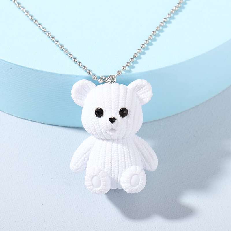 

Bear Charm Necklace, White