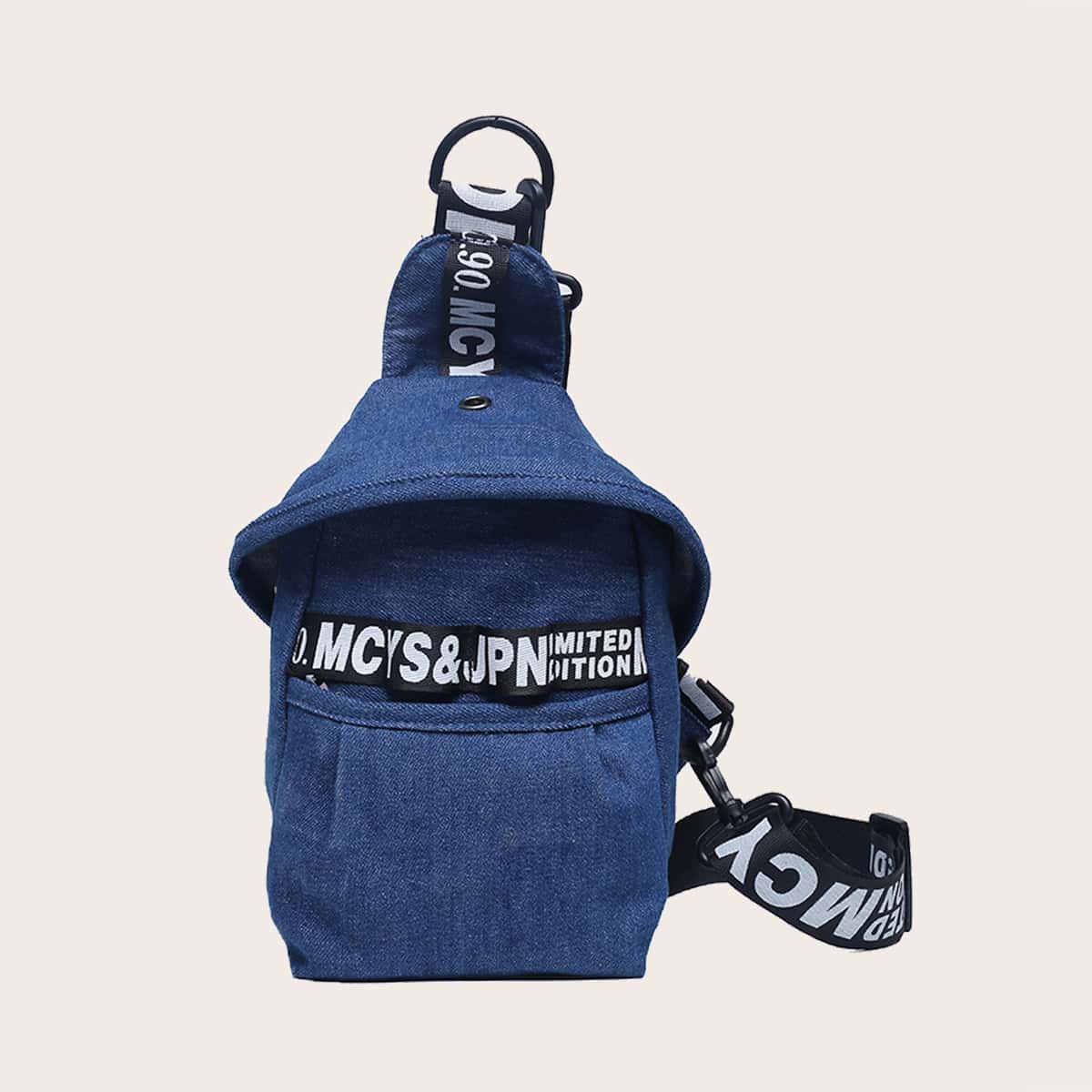 

Letter Tape Sling Bag, Blue