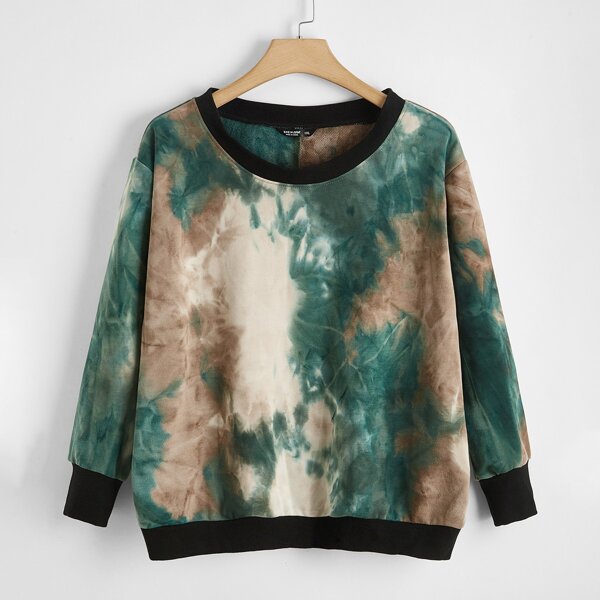 

Plus Tie Dye Drop Shoulder Sweatshirt, Multicolor