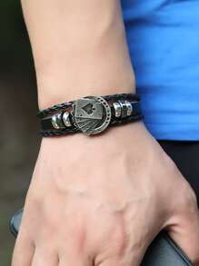 Fashionable and Popular Men Playing Card Design Bracelet for Jewelry Gift and for a Stylish Look - Black - View 2