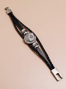 Fashionable and Popular Men Playing Card Design Bracelet for Jewelry Gift and for a Stylish Look - Black - View 4