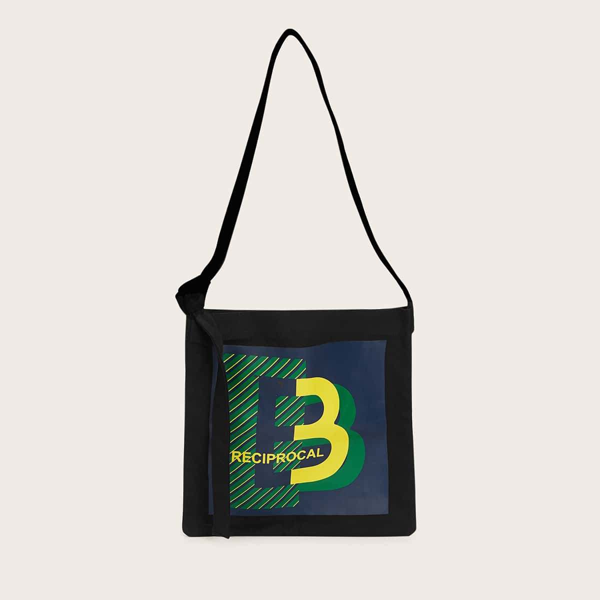 

Letter Graphic Crossbody Bag, Black