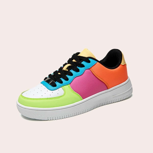 

Lace-up Front Colorblock Skate Shoes, Multicolor