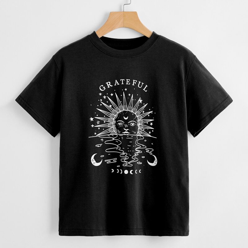 

Letter Sun & Moon Graphic Tee, Black