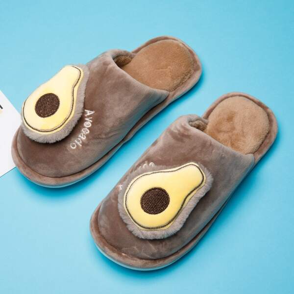 

Men Avocado Decor Slippers, Brown