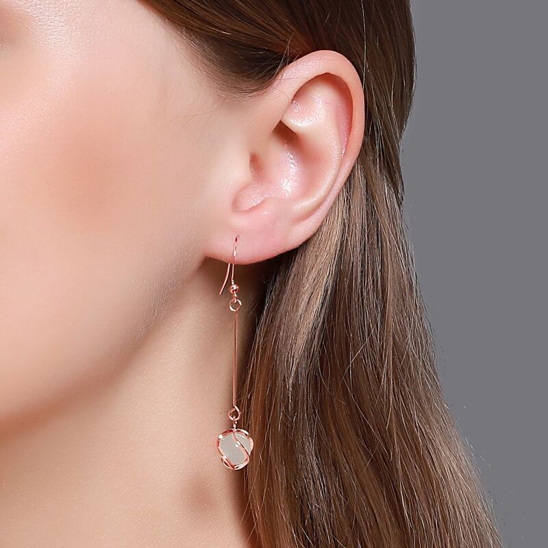 

Stone Charm Drop Earrings, Rose gold