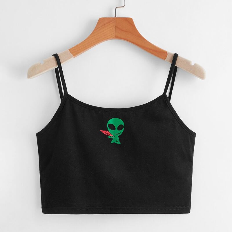 

Alien Graphic Crop Cami, Black