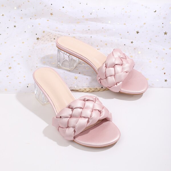 

Braided Chunky Heeled Mules, Hot pink