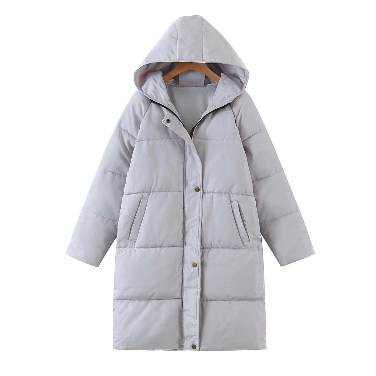 

Single Breasted Hooded Puffer Coat, Light grey