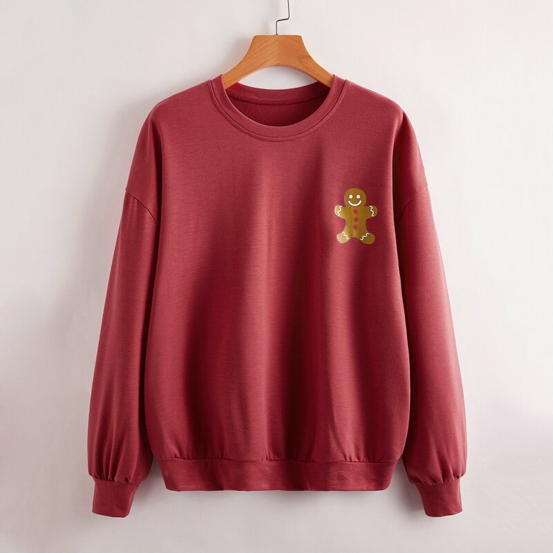 

Christmas Gingerbread Man Graphic Sweatshirt, Red