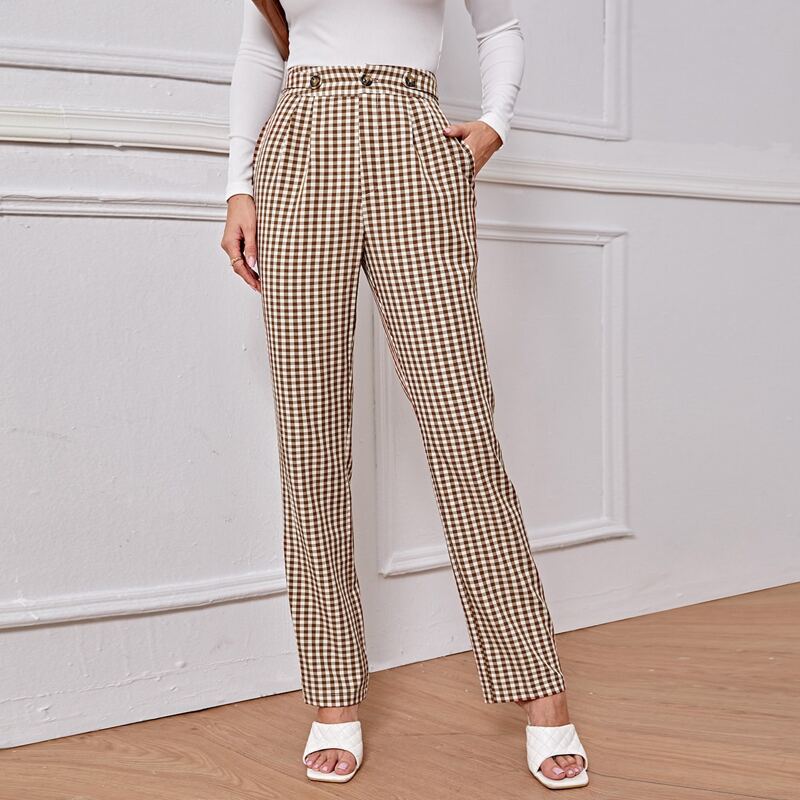 

Buffalo Plaid Slant Pocket Pants, Multicolor