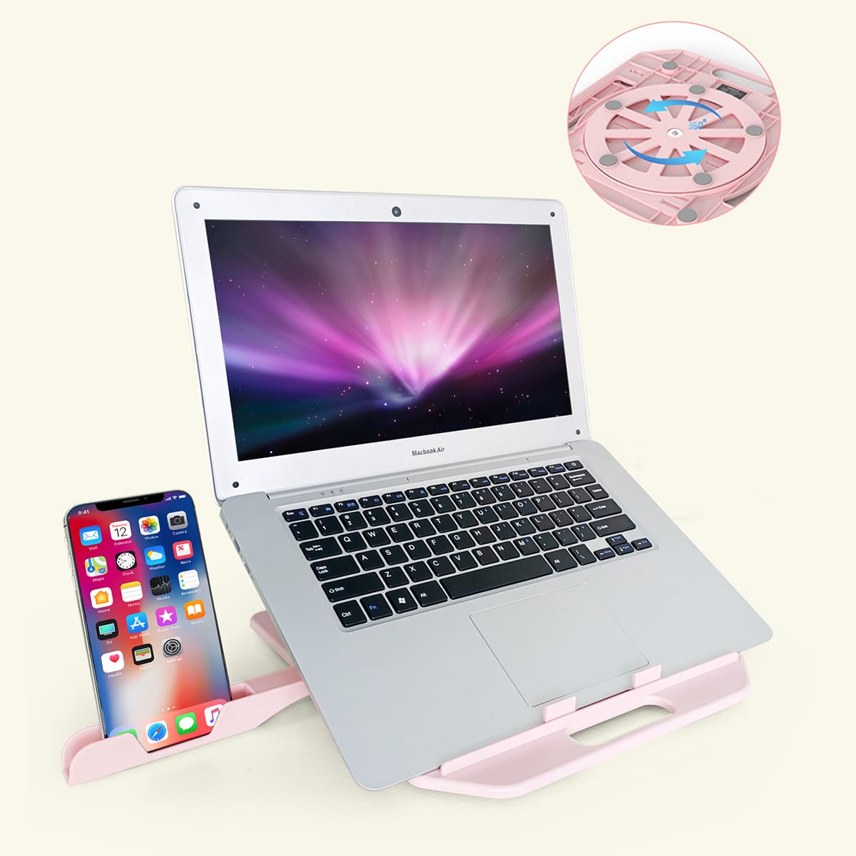 

Rotatable Computer Stand, Pink