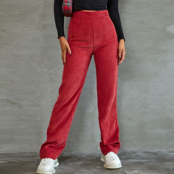 

Zip Side Cord Pants, Rose red