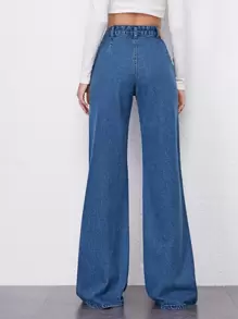 SHEIN Frenchy High Waist Palazzo Jeans - Medium Wash - View 2