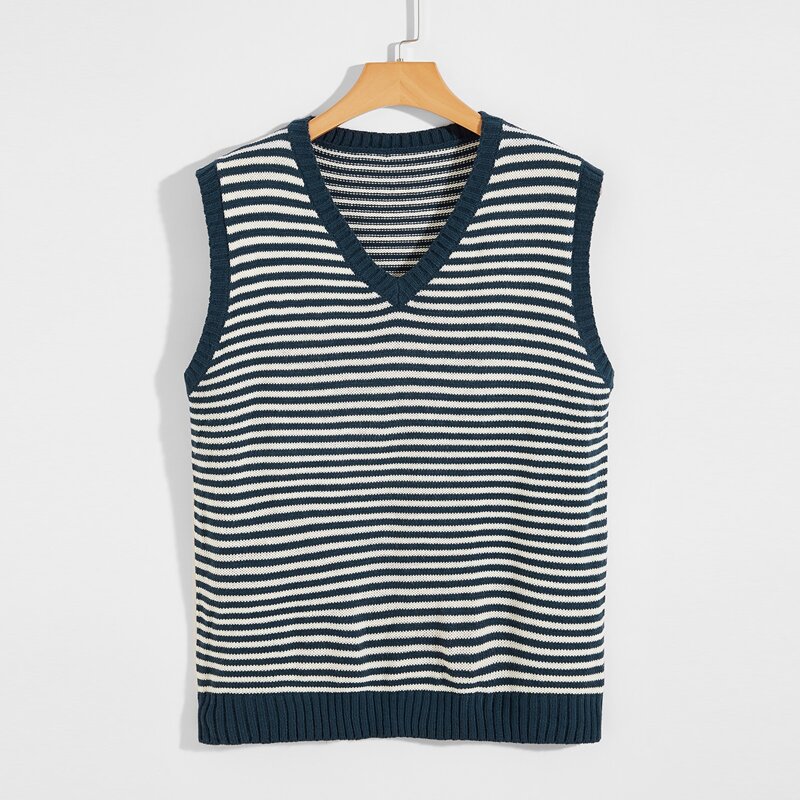 

Guys Striped Sweater Vest, Blue and white