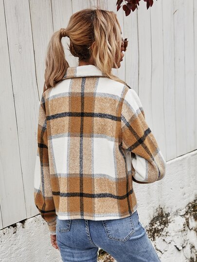 Flap Pocket Plaid Jacket