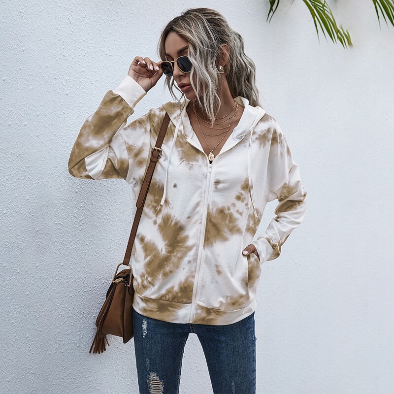 

Zip Up Tie Dye Print Hoodie, Multicolor