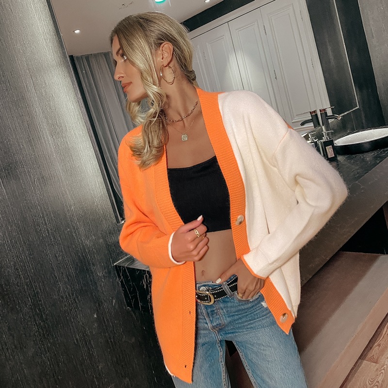 

Two Tone Button Up Cardigan, Multicolor
